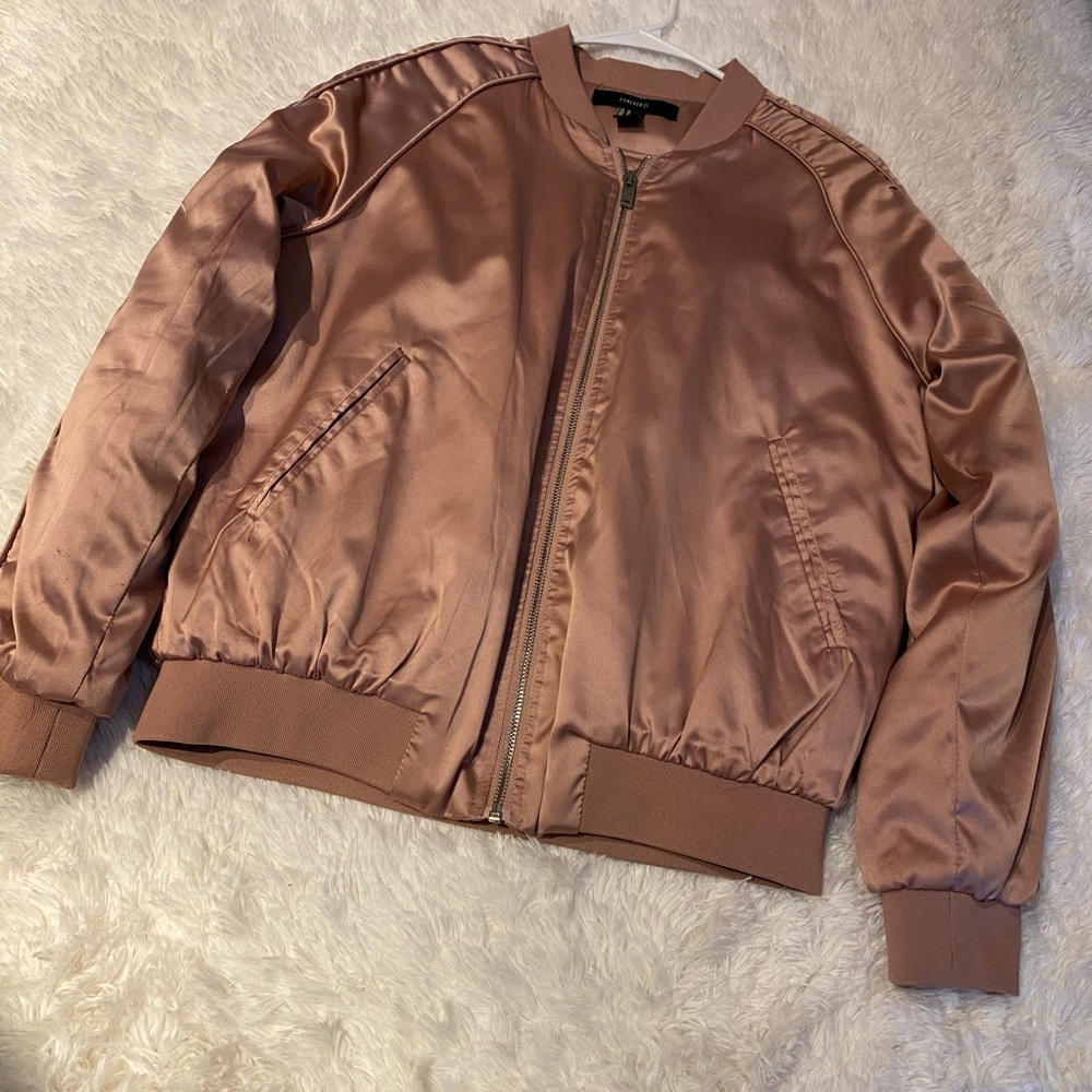 Rose gold bomber jacket